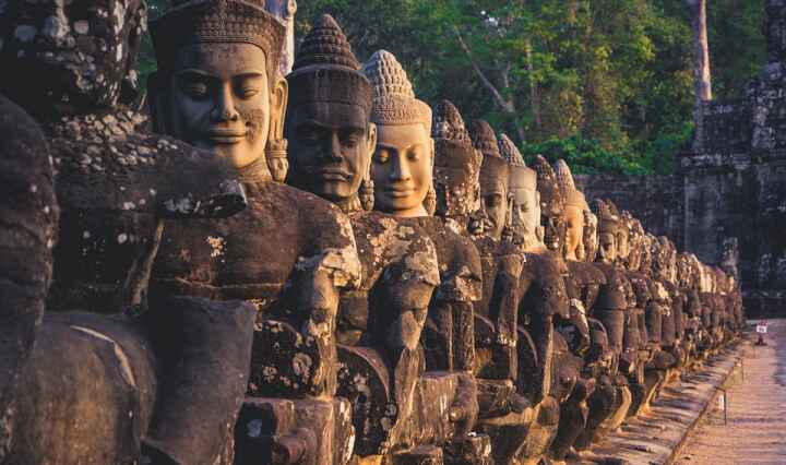 ancient statues from angkor wat