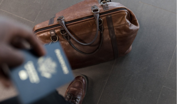Passport and bags during travel