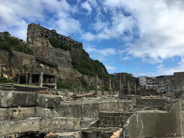 Ruins of the concrete buildings on Hashima Island