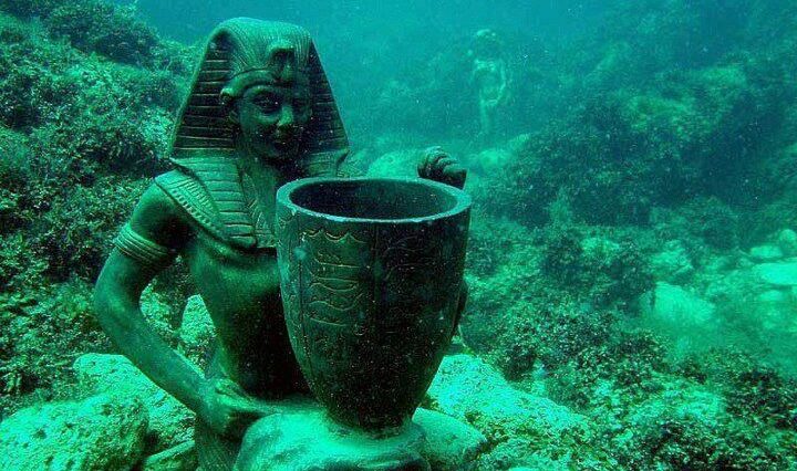 Ancient Egyptian statue underwater
