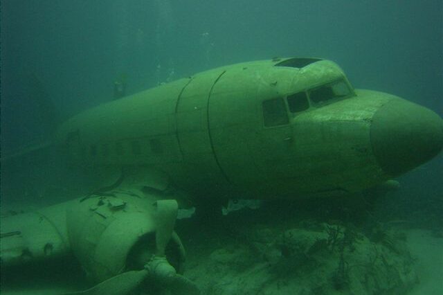 Sunken airplane in the Bermuda Triangle