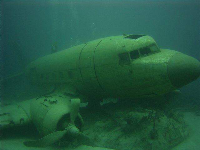 Sunken airplane in the Bermuda Triangle