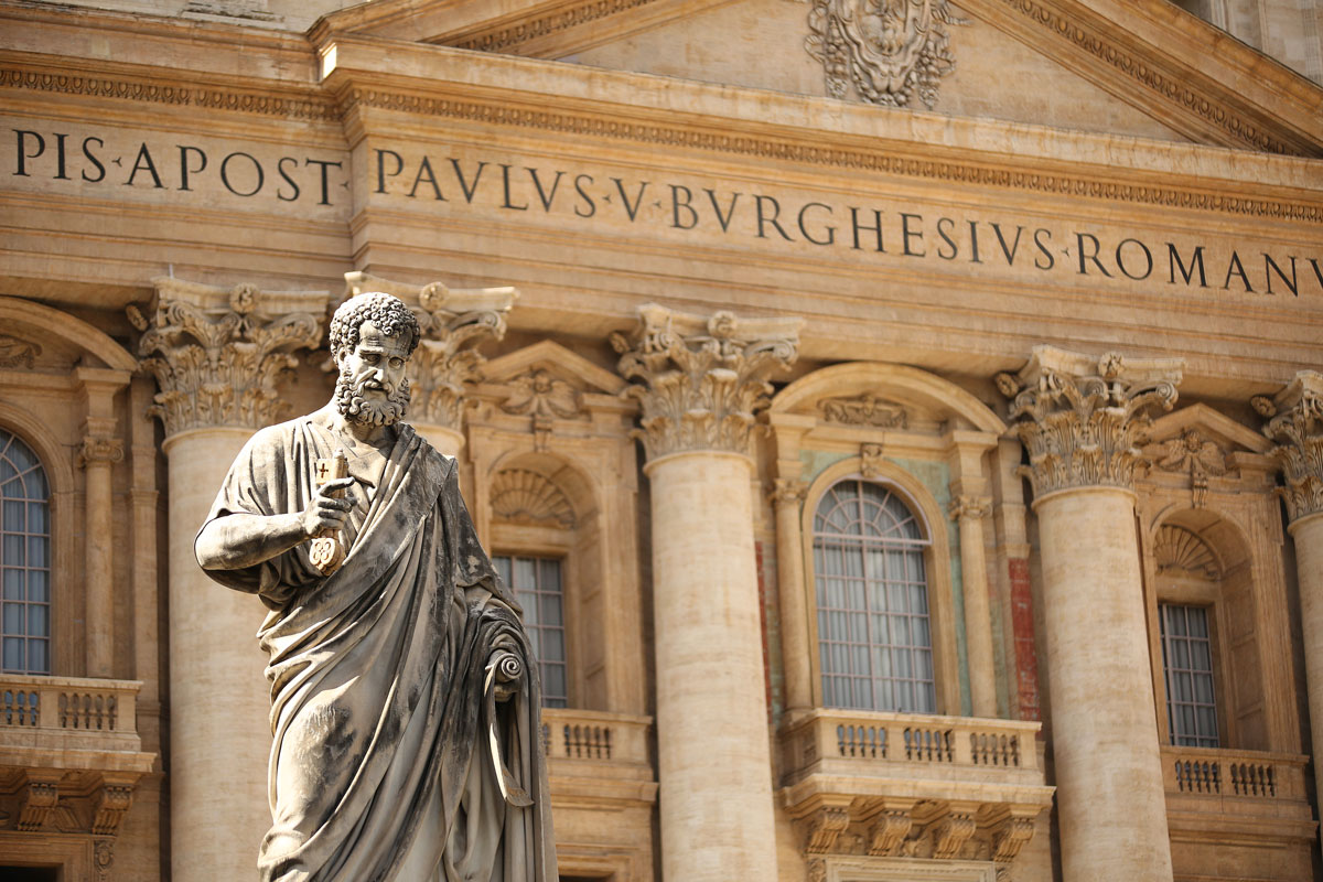 The Statue of St. Peter at St Peter’s Square, Vatican City, Italy.