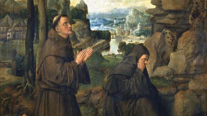 Saint Francis of Assisi Receiving the Stigmata, oil on panel by the Master of Hoogstraten, c. 1510; in the Prado Museum.