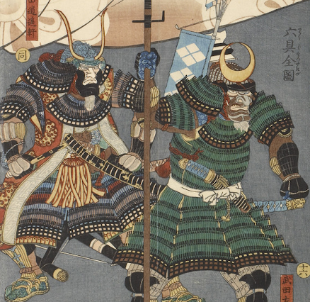 En sektion af de berømte ukiyo - e "ti modige takeda krigere" - 武 田勇士 揃 af Utagawa Sadahide.