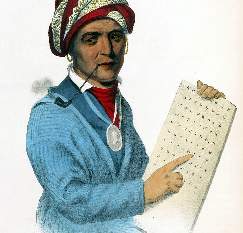Painting of Sequoyah (circa 1770–1843), inventor of the Cherokee syllabary.