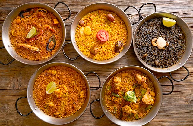 Different flavors of Paella