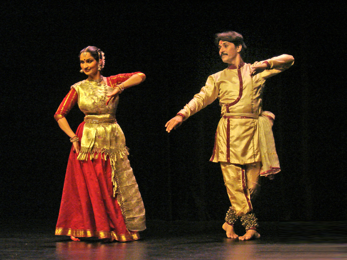 A Kathak dance performance. The dancer is wearing the 'pazeb' with tiny bells called 'ghungroo' on his feet.