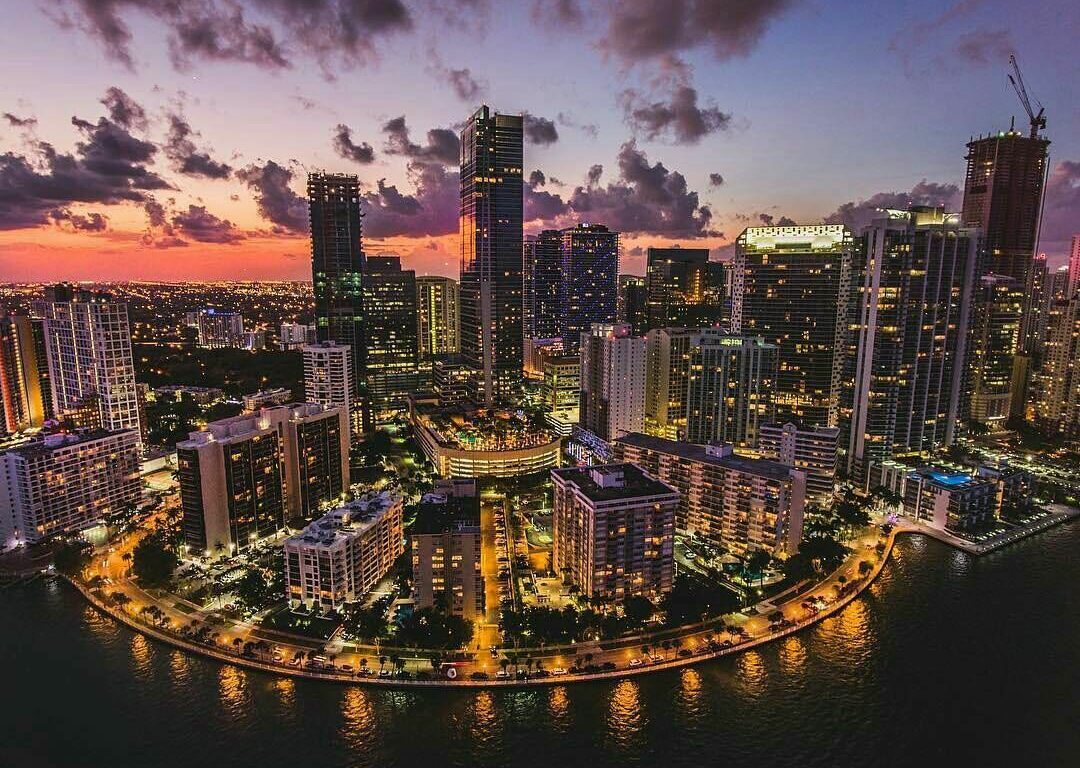 A view of Miami in the evening