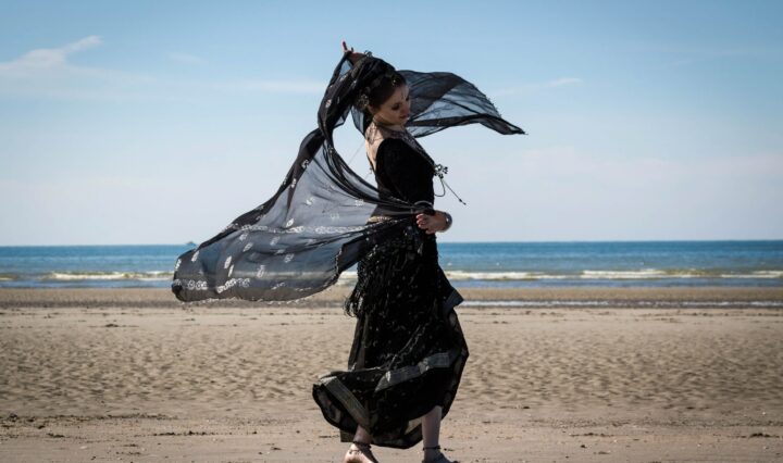Oriental dancer with a veil