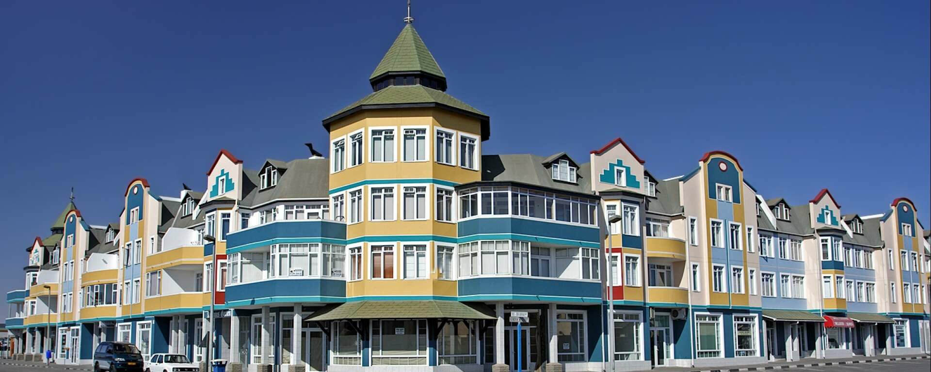 colourful colonial buildings in Swakopmund, Namibia