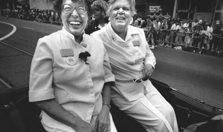 Phyllis Lyons, left, and Del Martin were the grand marshals of San Francisco’s Gay Freedom Day Parade on June 25, 1989, the 20th anniversary of the Stonewall riots.