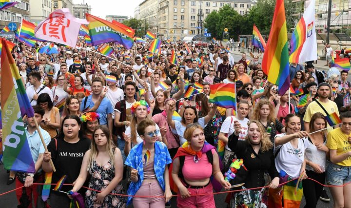 Crowds filled the streets of Warsaw at Saturday’s pride parade.Credit...