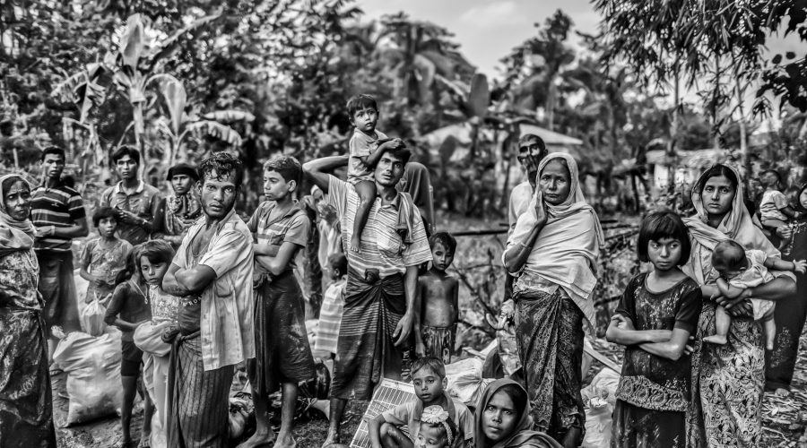 A refugees are seen after feeling the violence in 2017, heading to Bangladesh.
