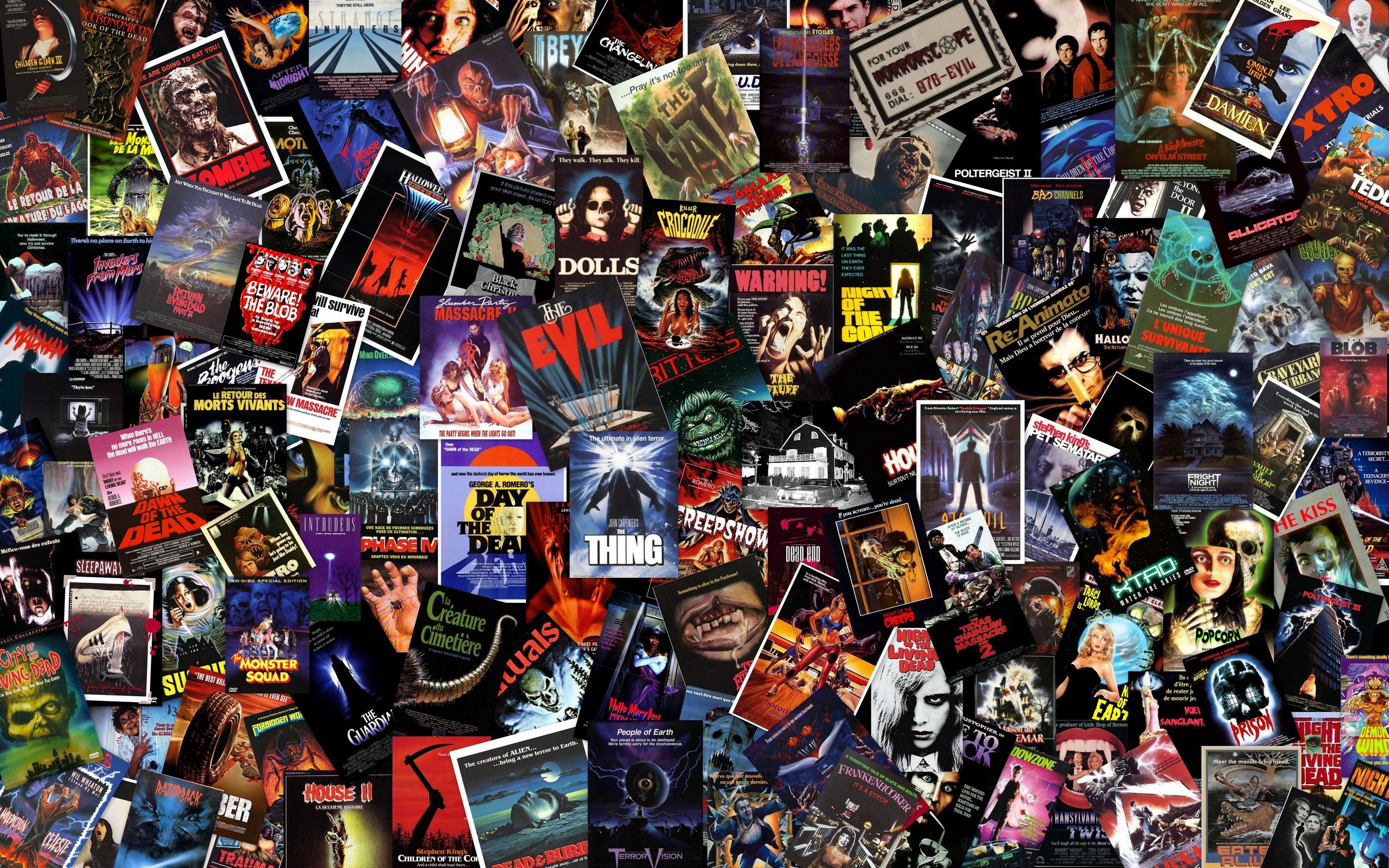 A collage of cult film posters.