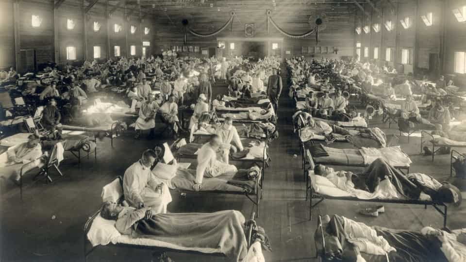 En lejr fundet i Kansas under den spanske influenza