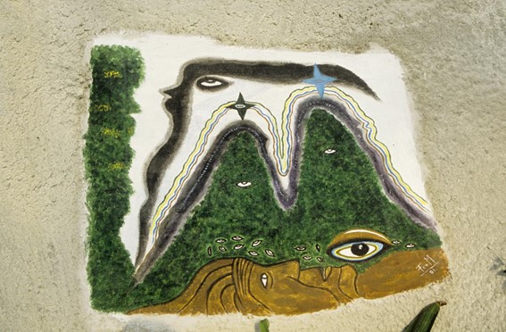 Francisco Shuña mural for Eden Project, in Cornwall. Ayahuasca inspired.