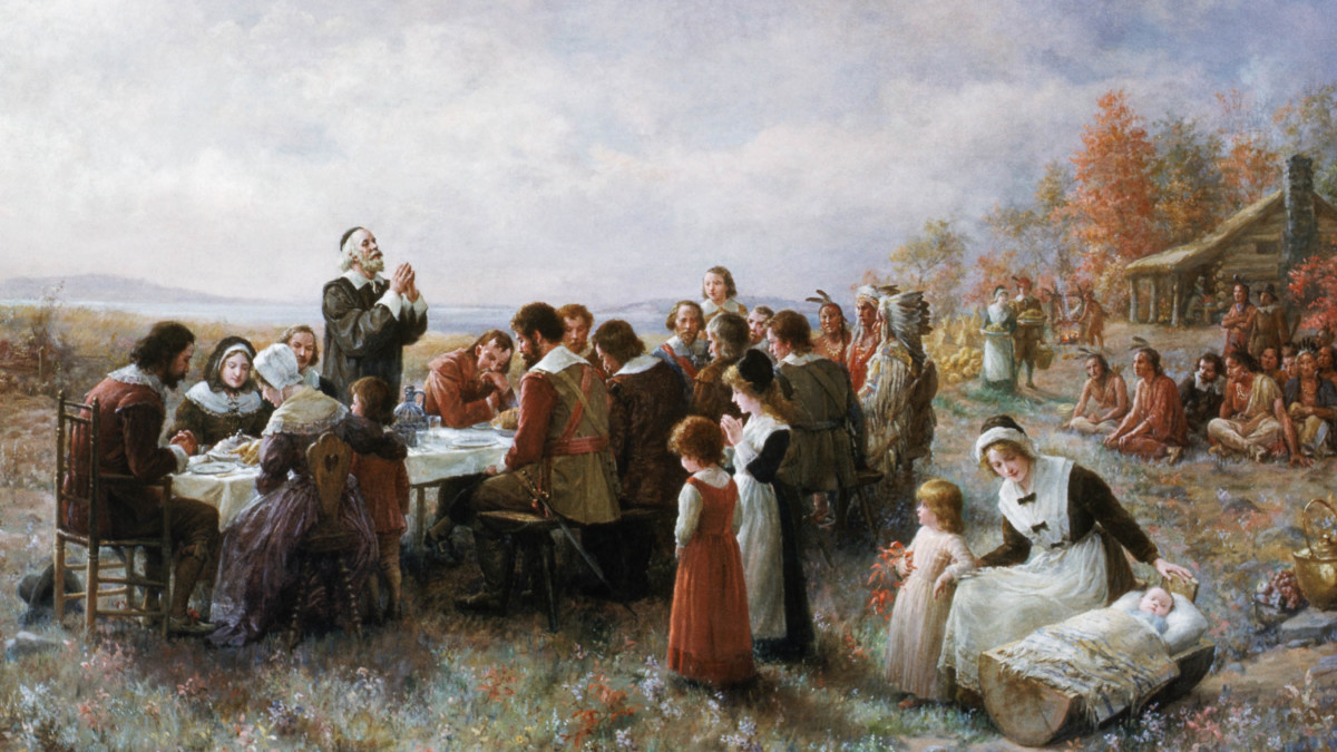 A depiction of the first Thanksgiving.