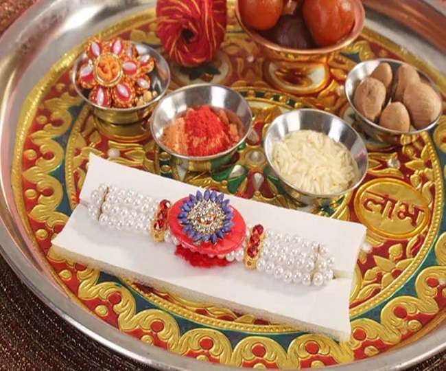 The thali( plate) of Puja at Raksha Bandhan