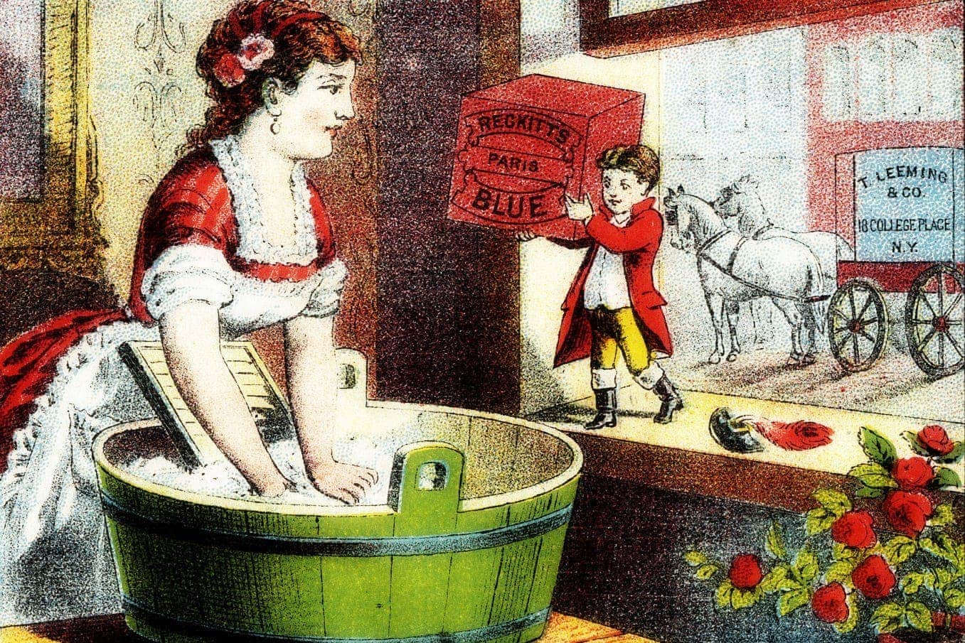 illustrated image of a woman doing laundry