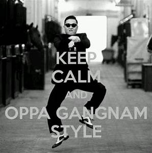 gangnam style vieo in black and white that reads 