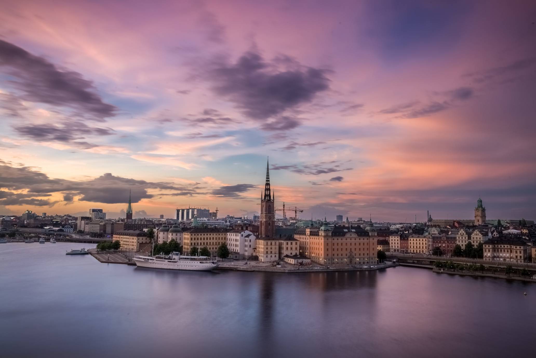 view over the city and water of Stockholm