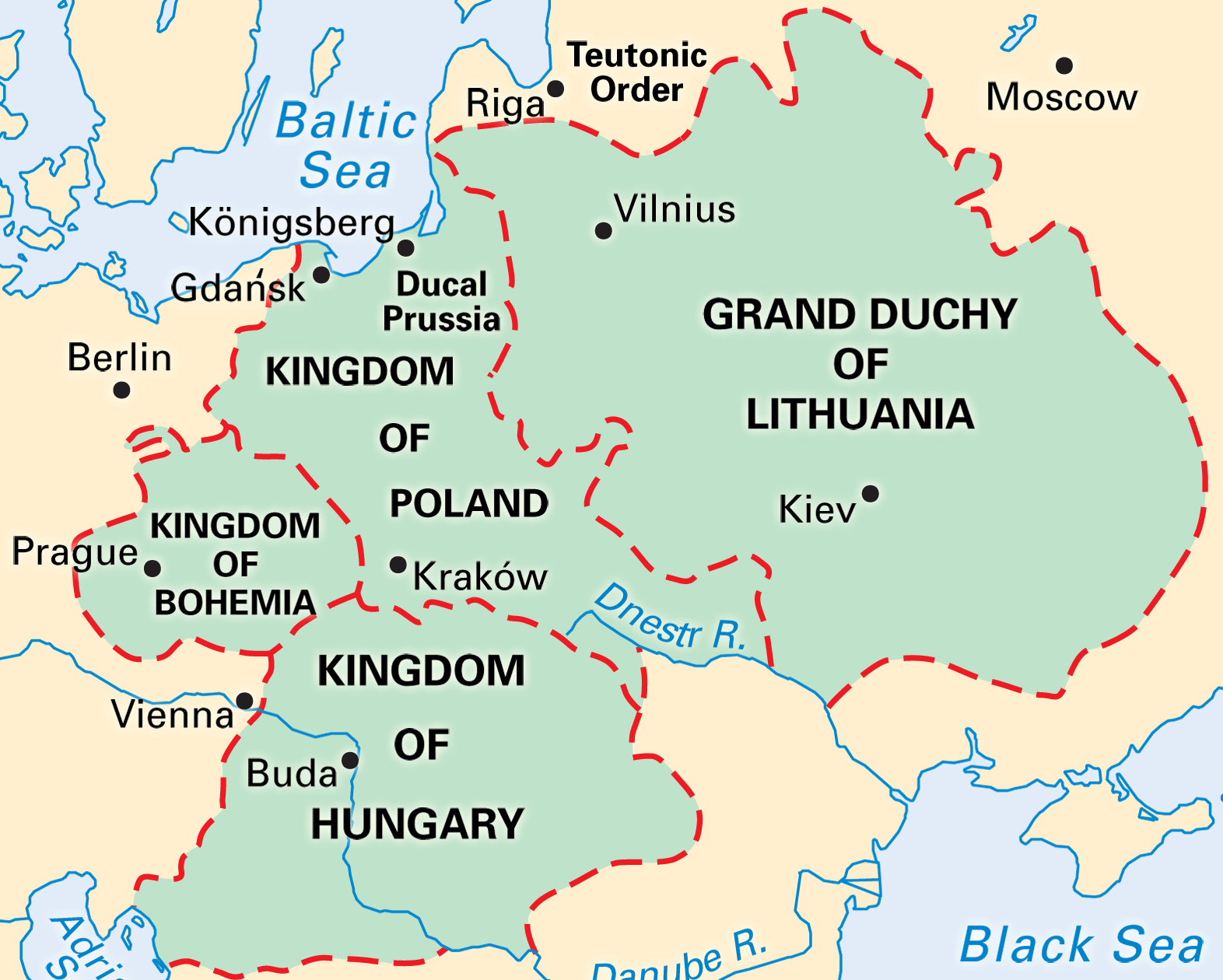 map of Europe indicating the location of Bohemia