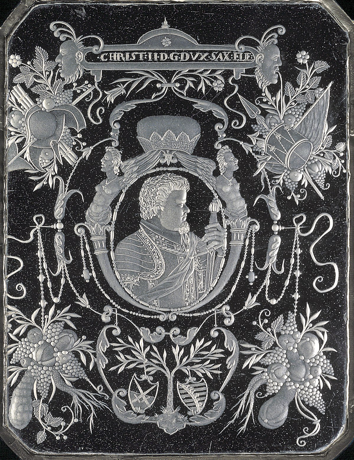plaque with a portrait of Christian II, Elector of Saxony