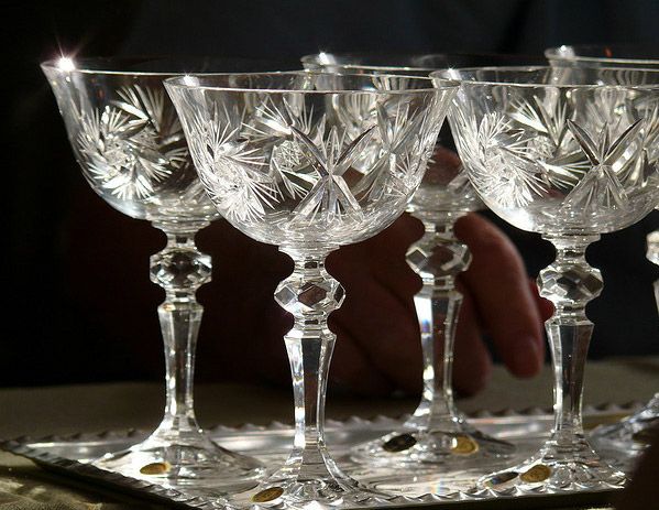 set of 4 bohemian crystal goblets
