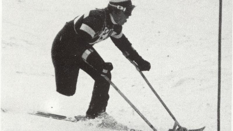 Winter Paralympic athlete skiing