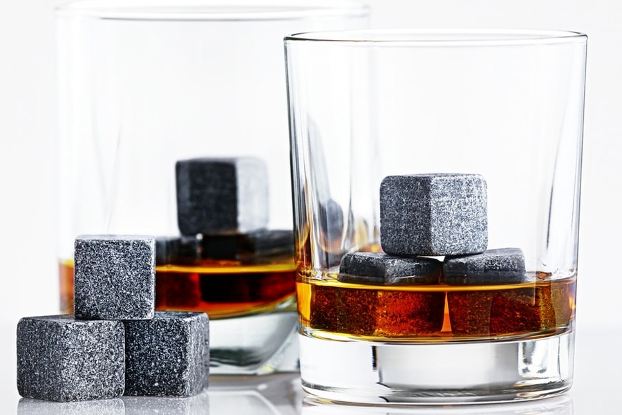 whisky stones cooling the drink