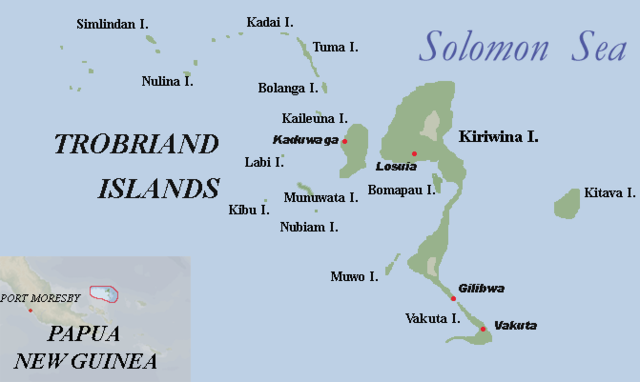Kort over Trobriand-øerne og Salomonhavet
