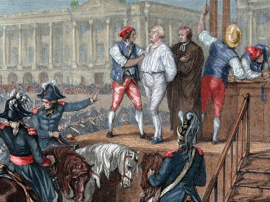 Louis XVI: execution by guillotine, in 1793