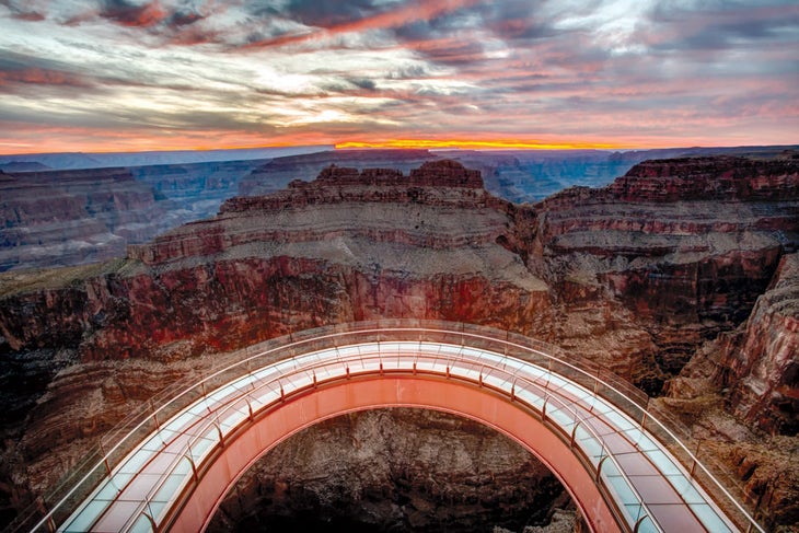 Grand Canyon Skywalk with sunset