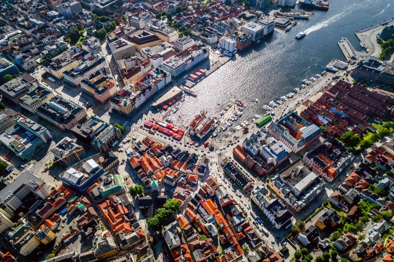 Aerial View of Bergen Norway