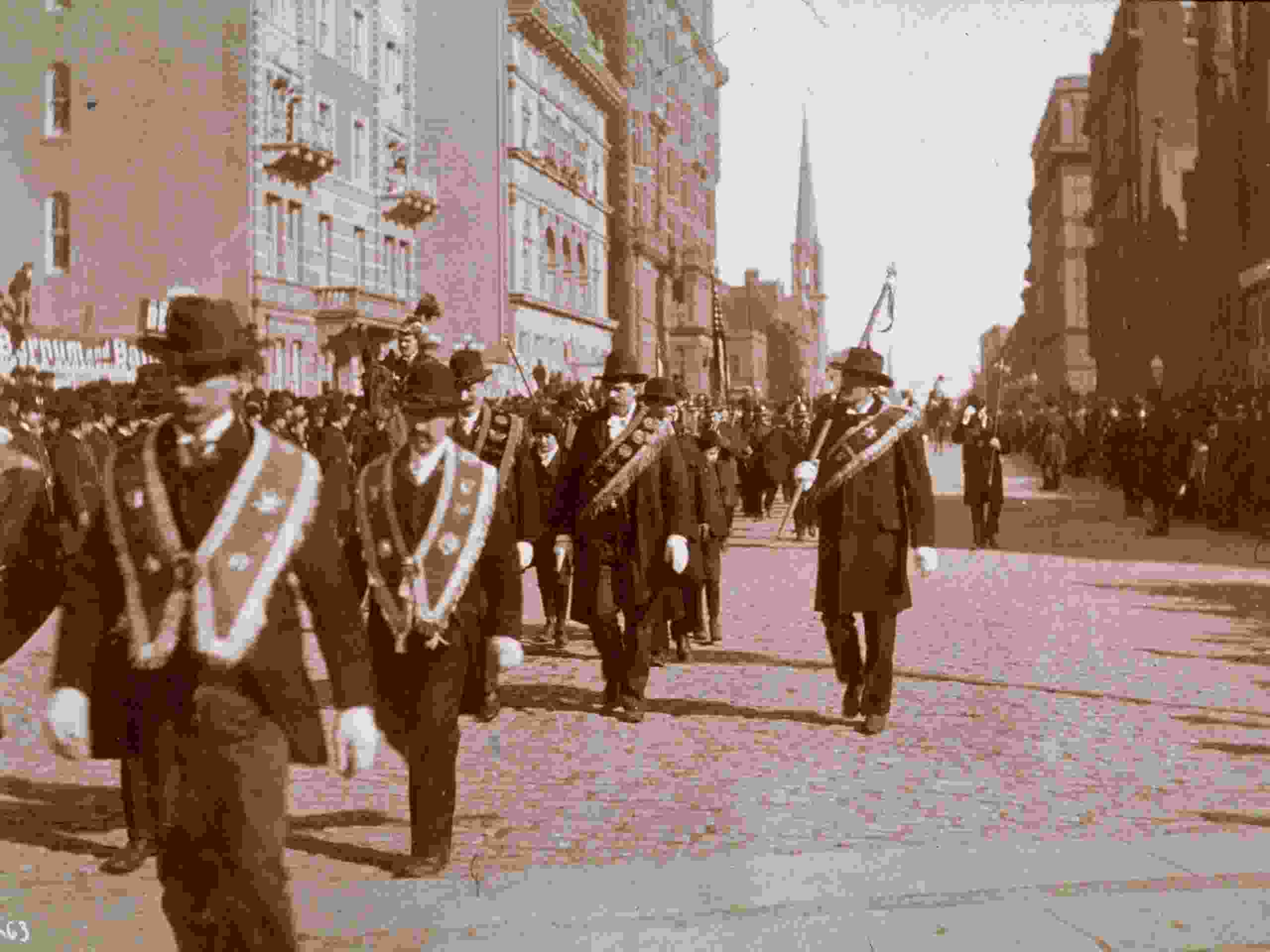 One of the very first images of a St. Patrick's Day parade.