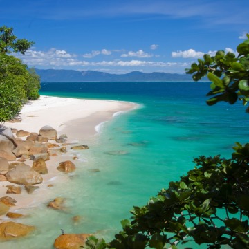 Fitzroy Island is ideal for a holiday with white sand beaches and crystal clear flat water.