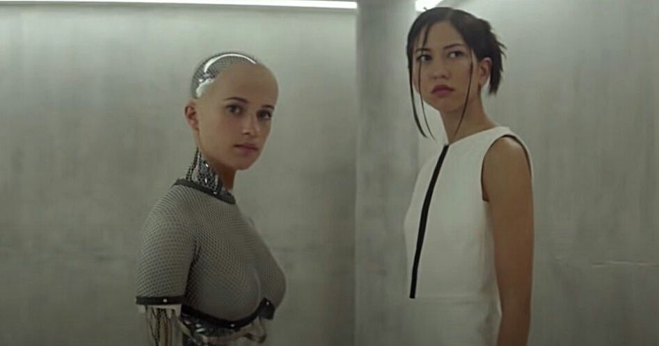 The robot Ava from Ex Machina with another robot is heavily inspired by Frankenstein.