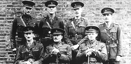 Een foto van Britse soldaten tijdens WOI.