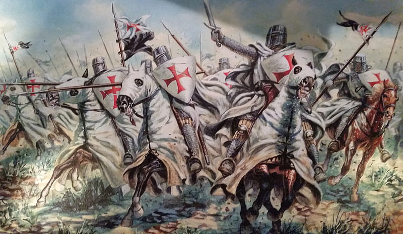 An artist's interpretation of the Knights Templar fighting during one of the Crusades