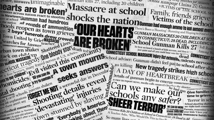 Gun violence in the media newspaper headlines