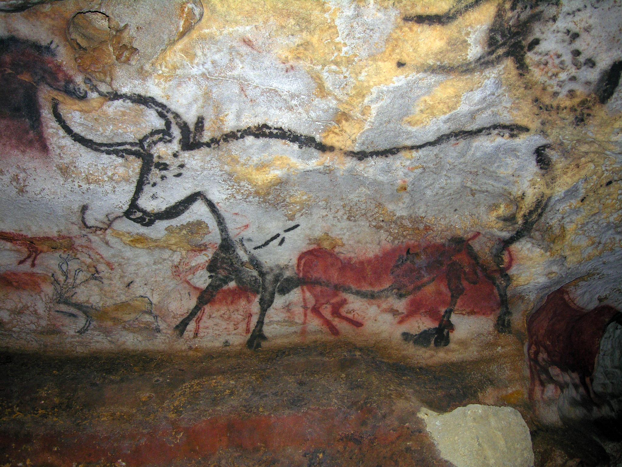 Cave painting of a bull.