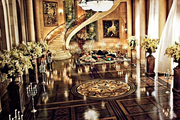 Sættet med Gatsbys hus i filmen 'The Great Gatsby' (2013)